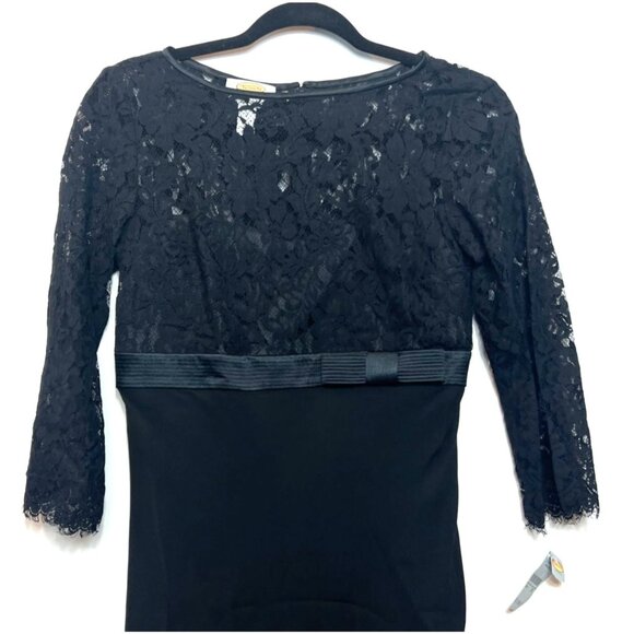 Talbots Petite Black Lace Silk Cocktail Dress Ruffled Hem Lined Size 2P NWT - Picture 4 of 12